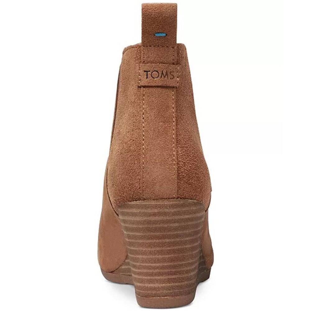 Toms Kelsey Brown Suede Leather Wedge Heel Fall Ankle Booties Women’s Size 9.5 - Picture 3 of 12